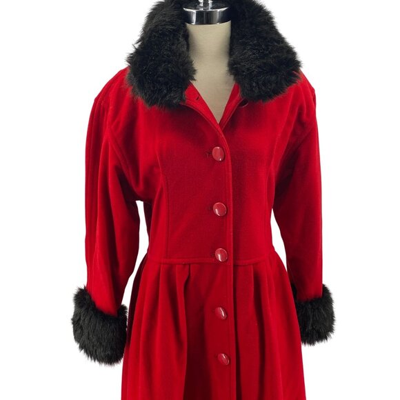 VTG Colette Wolfgang Kaiser red wool blend coat Size 6 Medium jacket long faux f - Picture 15 of 16
